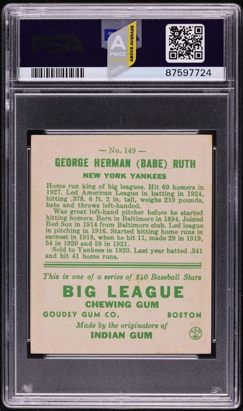 High Grade Goudey Babe Ruth Card Expected To Soar