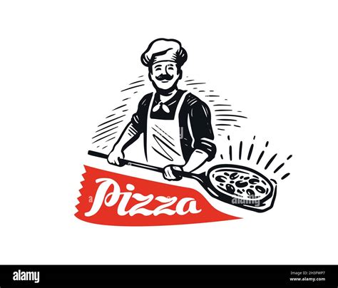 Pizzeria Chef Logo Vector Illustration Pizza Design Element For Logo