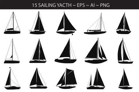 Sailing Yacht Boat Ship Silhouettes Graphic By Davector Creative Fabrica