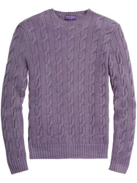 Ralph Lauren Purple Label Cable Knit Cashmere Jumper Purple Farfetch Au