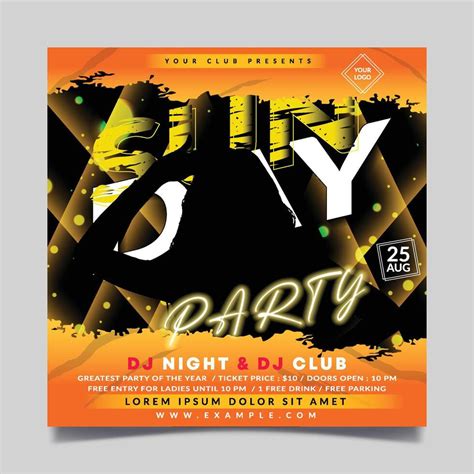 Sunday Party Flyer Template With Orange Background Combination 42679019