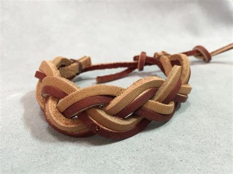 Brown Braided Leather Bracelet For Men