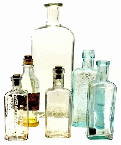 Lot 6 Antique Glass Medicine Bottles