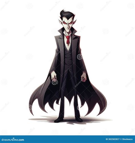 Cartoonish Vampire Villain Illustration - Elegantly Formal Ghostcore Character Design Stock ...