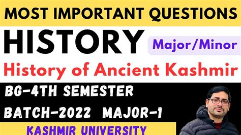 History Of Ancient Kashmir Ll History L Guess Paper L BG 4TH SEMESTER L