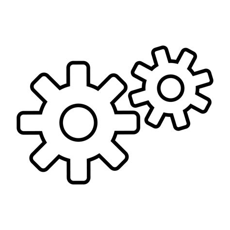 A Simple Line Drawing Of Two Interlocking Gears One Larger Than The
