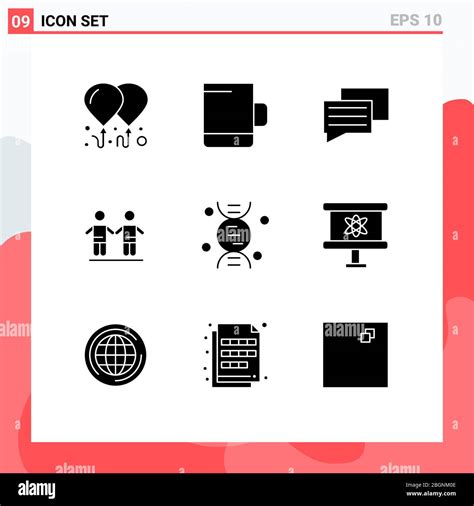 Thematic Vector Solid Glyphs And Editable Symbols Of Science Atom