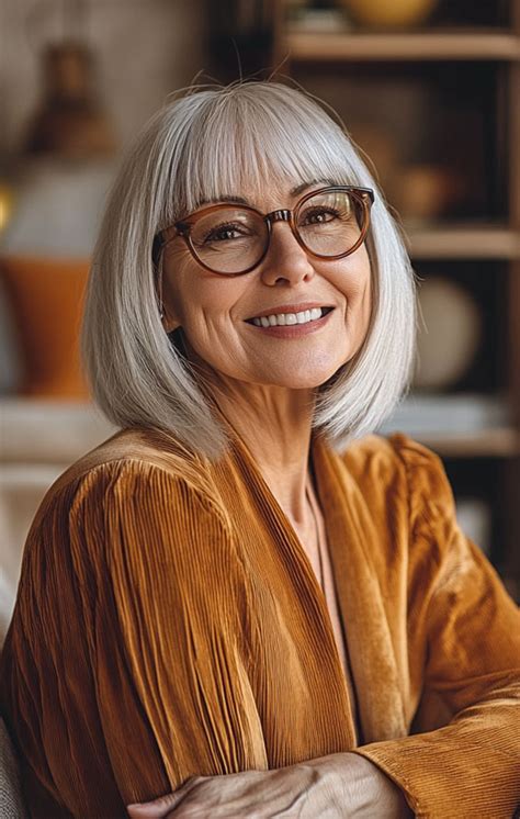 30 Long Bob Hairstyles With Fringe For Women Over 50 Silver Blonde