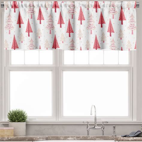 Ambesonne Christmas Valance Pack Of Ornamental Trees Stars X