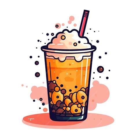 Premium AI Image | A cartoon illustration of a iced coffee with a straw.