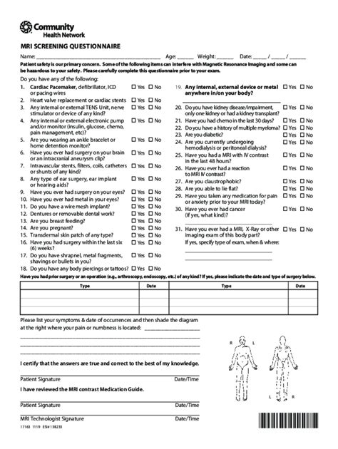 Fillable Online Mri Screening Form Fax Email Print Pdffiller