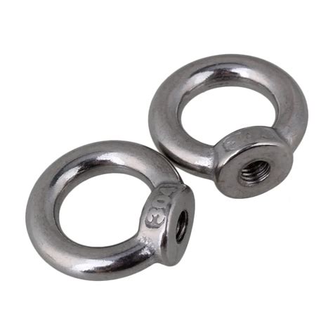 Silver Stainless Steel European Style M Ring Shape Eye Bolts Eyed