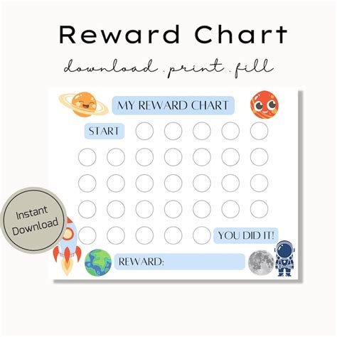 Space Reward Chart Printable Sticker Chart Space Chart Etsy