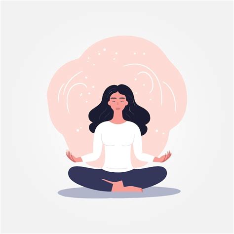 Mujer Meditando Tranquila Y Relajada Ilustraci N Vectorial Vector Premium