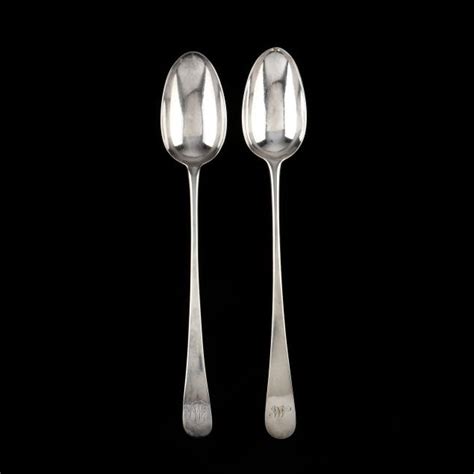 Two George Iii Silver Stuffing Spoons Marks Of Hester Bateman Lot