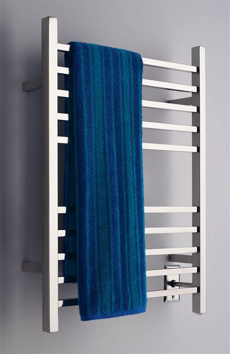 Radiant Collection Hardwired Square Polished Heated Towel Rack 24