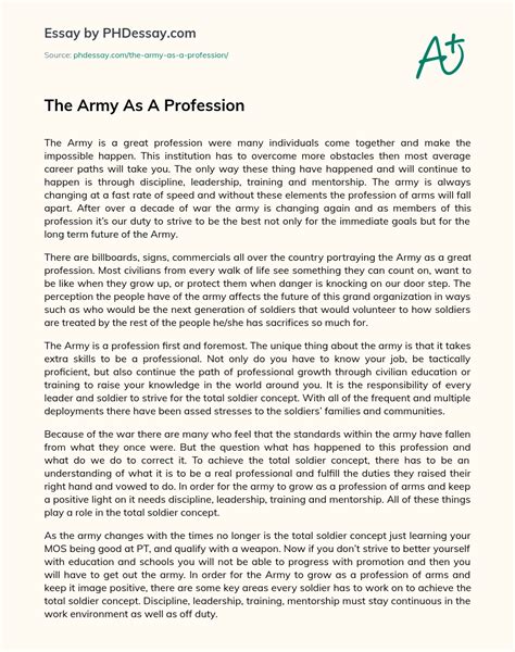 The Army As A Profession Definition Essay Example