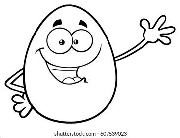 Black White Happy Egg Cartoon Mascot Stock Vector (Royalty Free ...