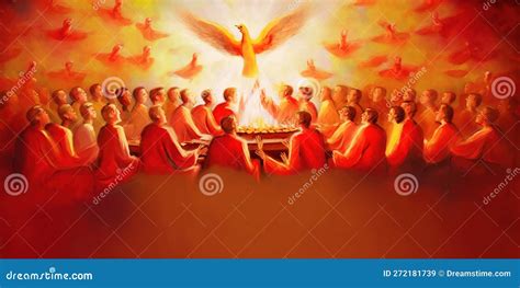 Illustration Of Pentecost Sunday Holy Spirit Dove Holy Spirit And Flame For Pentecost Stock