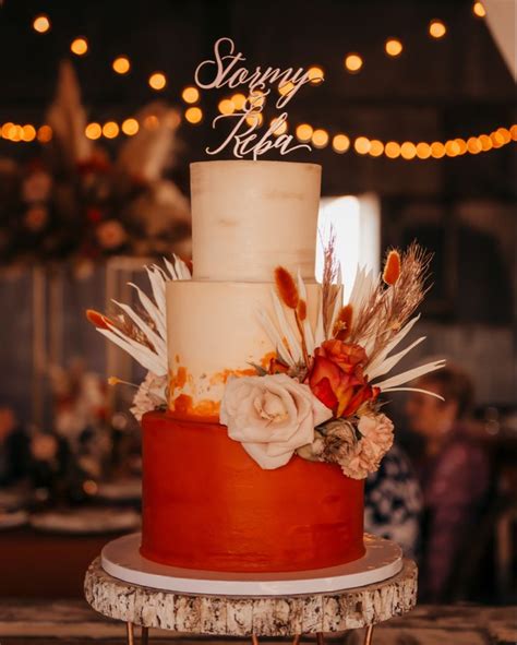 Boho Wedding Cake In Champagne Wedding Cakes Orange Wedding