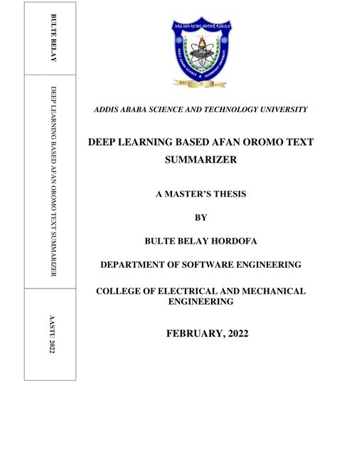 Pdf Deep Learning Based Afan Oromo Text Summarizer A Master S Thesis