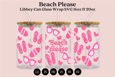 Beach Please Libbey Can Glass Wrap Svg Graphic By Planstocraft