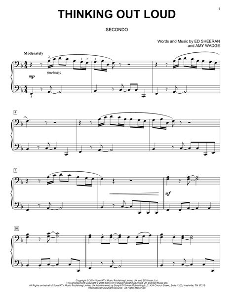 Thinking Out Loud By Ed Sheeran Sheet Music For Piano Duet At Sheet