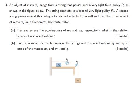 Solved 4 An Object Of Mass M1 Hangs From A String That