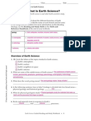 Prentice Hall Earth Science Guided Reading And Study Workbook Level A