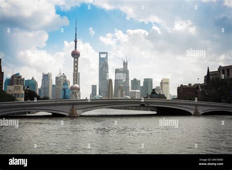 Shanghai Skyline On The Suzhou River Stock Photo Alamy