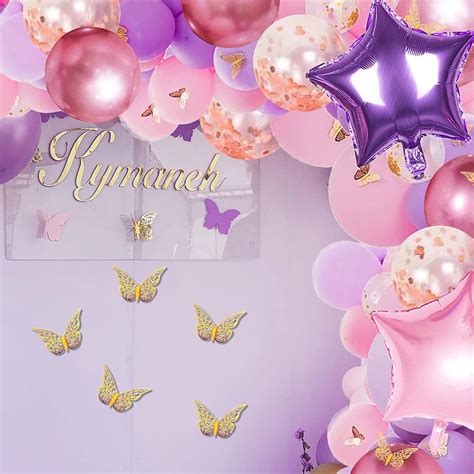 126 Pcs Butterfly Pink And Purple Balloon Garland Kit Butterfly Theme