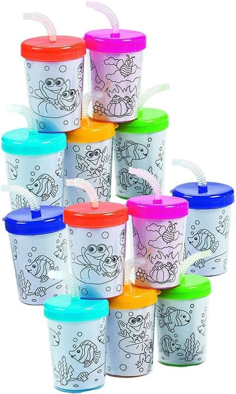 Fun Express Vasos De Pl Stico Con Tapas Y Popotes A Granel Juego De