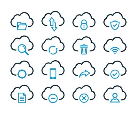 Conjunto simple de iconos de línea de vectores relacionados con la nube