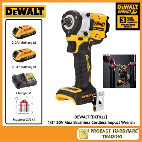 DEWALT [ DCF922 ] 1/2” 20V Max Brushless Cordless Impact Wrench, Detent ...