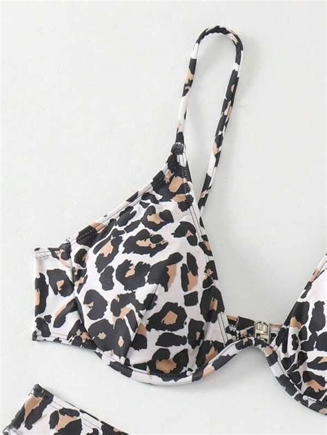 Women S Wave Print Underwire Bikini Set Shein Usa