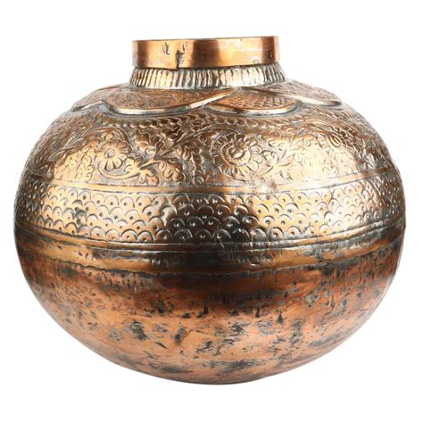 Copper Pot Planter Heavy Repousse Design