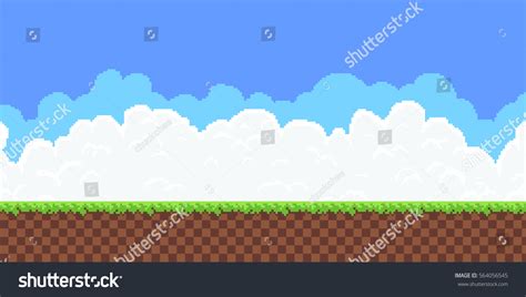 Vektor Stok Pixel Art Game Background Ground Grass Tanpa Royalti 564056545 Shutterstock