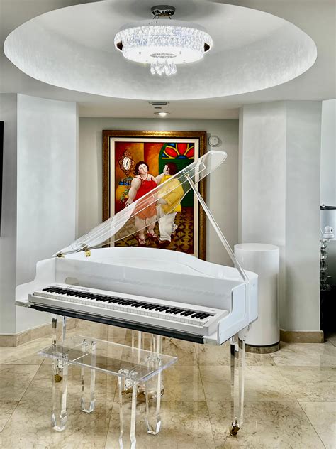 Custom Made Lucite Acrylic Baby Grand Piano And Bench By Iconic Design