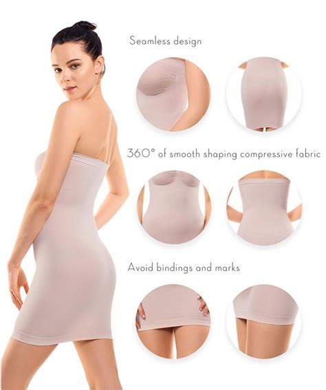 Women S Strapless Full Body Slip Shaper Seamless Smoother Tube Slip Under Dresses Nude