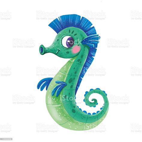 Cute Seahorse Cartoon Vector Cartoon Illustration Cartoon Clipart Stock