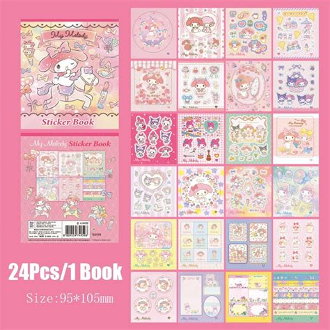 New Sanrio Hello Kitty Sticker Book Melody Cinnamoroll Goo Card Cartoon