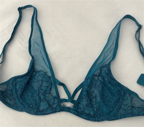 Victoria’s Secret Very Sexy Teal Blue Lace Mesh Strap Gem