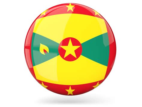 Glossy Round Icon Illustration Of Flag Of Grenada