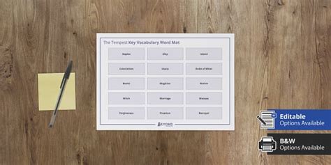 Ks The Tempest Key Vocabulary Word Mat Lehrer Gemacht