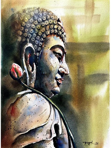 Buddha Watercolor Painting By Jugal Sarkar Exotic India Art, 40% OFF