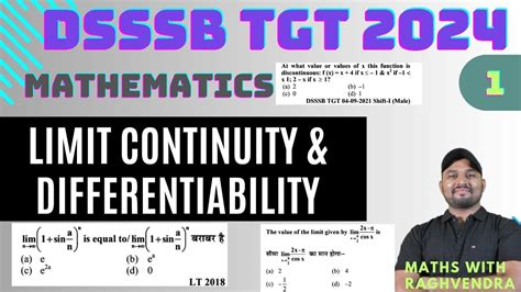 DSSSB 2024 CALCULUS Limits Continuity Differentiability TGT