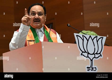 New Delhi India April Bjp National President Jp Nadda During The