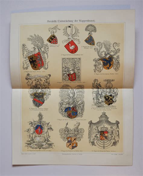 Heraldry (History of Coat of Arms) - Original Antique Print - 1906 ...