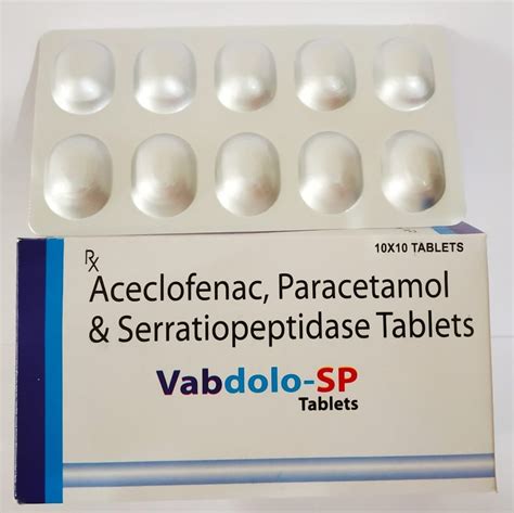 Aceclofenac 100 Mg Paracetamol 325 Mg Serratiopeptidase 15 Mg