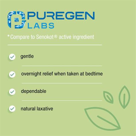 Puregen Labs Senna Mg Tablets Count Natural Sennosides Vegetable